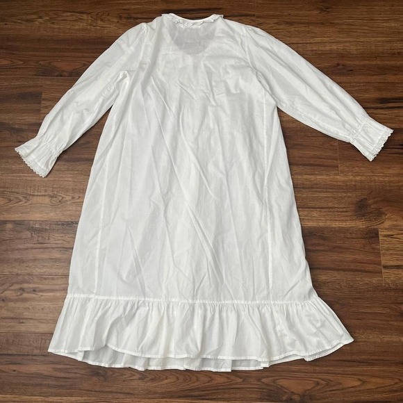 Victoriana White Cotton Prairie Dress Women M Cottagecore Coquette Lace Boho - Picture 7 of 7